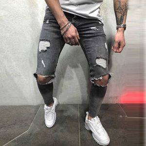 Męskie dżinsy Sexy Hole Plus Size Zipper Vintage Jeans Chude Stretch Casual Denim Spodnie Mężczyzna Hip Hop Spodnie Ołówek Spodnie Mężczyźni X0621