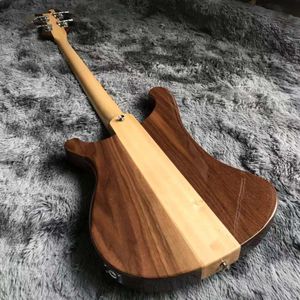 Custom 4 strängar valnöt trä hals genom kropp elektrisk bas gitarr