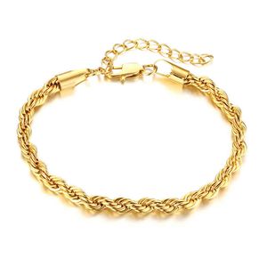 Chain Bracelet for Women 5mm High End 18K Gold Plated Adjustable Link Chain Bracelet Snake Chain Paperclip Rope Bracelets