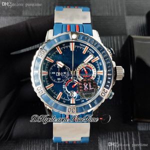 Diver 1503-151le-3/93-Hammer Miyota Kwarcowy Chronograph Męskie Zegarek Zegarek Stalowy Niebieski Red Dial Pasek Gumowy Pasek Z Wzór PUTUN 2021 Stopwatch Zegarki F024A1