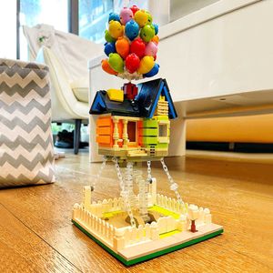 Идеи Creative Expert Street View Animation Floating Balloon House Moc Brick Modular Building Block Up Movie Model Toy Gifts H0917