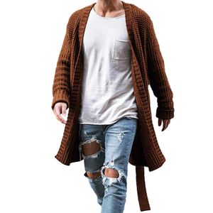 Męskie dzianiny Coats 2020 Jesień Zima Duży Rozmiar Slim Utrzymuj Ciepły Cardigan Casual Solidna Z Długim Rękawem Midi Sweter Sweter Outwear Y0907