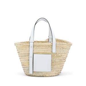 Designer kvinnors väskor gräs vävt kålkorg trend axel äkta läder handväska märke strå strandpåse