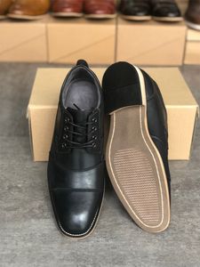 Men's Brand Cap Toe Oxford Dress Designer Shoes Genuine Leather Lace up Business Shoe Top Quality Party Wedding Trainers Big Size 024