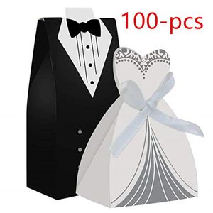 Presentförpackning st Party Wedding Favor Dress And Tuxedo Brud Partihandel Candy Box För Födelsedag Bridal Shower Dekoration