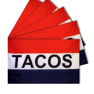 Tacos Taco Business-Flagge, 150 x 90 cm, 100 % Polyester 100D, UV-beständig, für den Innen- und Außenbereich, Digitaldruck, mit 2 Messingösen
