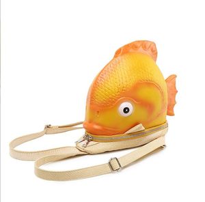 Mode 3D Gold Fisch Geldbörse Taschen für frauen Rucksack Originalität giris Schulter Tasche Lustige wasserdichte dame Party Kosmetik Tasche