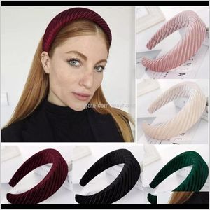 Headbands Hair Jewelryins Tal Strip Sponge Headband Mti-Color Wide Brim Womens Jewelry Solid Color Head Buckle Drop Delivery 2021 Fjaem