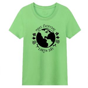 女性用Tシャツは毎日のアースデイを保存します保護環境Tシャツ女性コットンプラスサイズグリーンTシャツ女性トップドロップスップピング