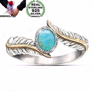 Cluster Rings OMHXZJ Wholesale European Fashion Woman Man Party Wedding Gift Leather Turquoise 925 Sterling Silver 18KT Yellow Gold Ring RR4