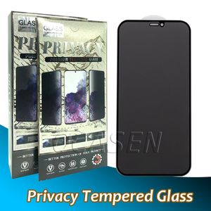 Premium-Privatsphäre Temperiertes Glas-Bildschirmschutz für iPhone 13 12 Mini 11 PRO MAX XR XS 7 8 PLUS Anti-Spion-vollständige Abdeckung mit Backboard