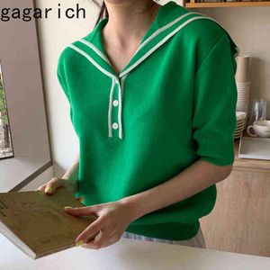Gagarich Chic Pullovers Woman Korean Summer New Ins Fashion Solid Simple Loose Versatile Short Sleeves Female Knitting Top Tide Y1110