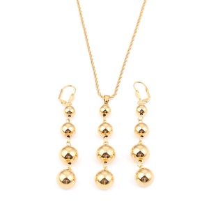 Glossy Beads Pendant Necklaces Earrings For Women Yonth Teenage Girls Gold Round Balls Necklace Jewelry Sets Party Gifts