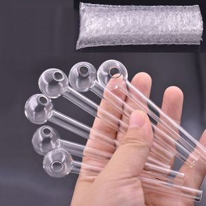 Wholesale 4inch 10cm Glass Oil Burner Pipe Perfect Packaging Smoking Pipes dab Straw Tube oil Burners with Bubble bag