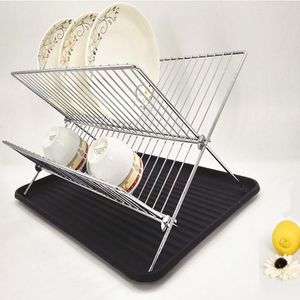 Organizzatore per l'organizzazione della cucina Organizzatore a forma di X Supporto per scolapiatti asciutto in acciaio al carbonio Ripiano pieghevole Utensili da cucina