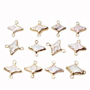 Perline sciolte d'acqua dolce naturali dorate barocche croce stelle bordo connettore accessori per orecchini con braccialetto di perle