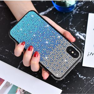 Gradient Diamond Phone Fodraler Bling Back Cover Protector för iPhone 12 Mini Pro Max 11 X XS XR Samsung S21 Plus