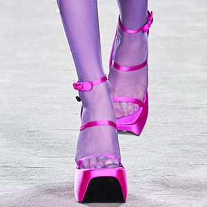 2022 Kadınlar Bayanlar Deri Süper 13.5 cm Chuncky Yüksek Topuk Sandalet 5.5 cm Platformu Kare Kafa Koyun Alt Dans Parti Düğün Kalın Kek Elbise Mary Jane Boyutu 35-43