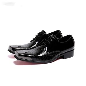 Square Toe Black Leather Dress Shoes Men Italian Type Men's Shoes Lace-up Business Leather Shoes zapatos de hombre