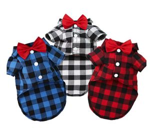 Cães vestuário cães xadrez listrado camisa terno vestido de casamento casaco de cachorro urso de peluche Pomeranian colete pequeno-médio cão gato gac616