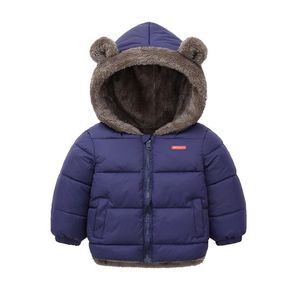 Dubbelsidig slitage Baby Boys Girls Down Coat Jacka Härliga Kids Hooded Parka Coats Fall Vinter Tjockta Varma Barn Jackor Barn Outwear