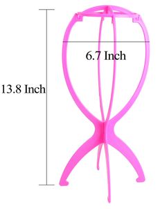 Weavesclosure Pink Wig Stand Portatile pieghevole in plastica Stabile Piccole grandi dimensioni Facile mostrare parrucche Stand Accessori per capelli Whoelsale Machine