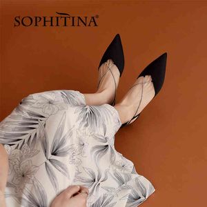 Sophitina Kadın Ayakkabı Yaz Düz Sivri Burun Soyunma Şık Bling Moda Slingback Günlük Zarif Ipek Sandalet FO296 210513