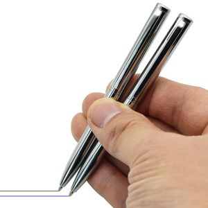 ingrosso Tempo Penna-Mini Pocket Size Metal Ballpoint Pen Black Blue Blue Ink Piccola modalità di rotazione Punto portatile Record in qualsiasi momento scrittura di penne