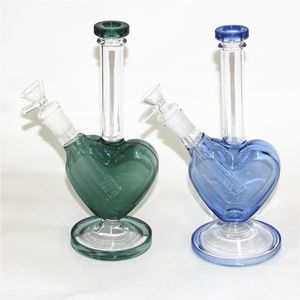 Heart shape Glass Bongs Hookahs Water Pipes 9 inch Oil Dab Rigs Beaker Bong Thick Small Wax Rigs With 14mm Slide Bowl