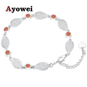 Bracelets de charme Ayowei Marque Design Anniversary Yellow Create Create Fire Opal Silver Scossed FemmeM Fête Fashion OBS079A