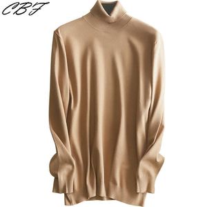 Ny butik noll vinst nytt mönster män stickad cashmere ull tröja hög krage lös stil mjuk värme anti-pilling pullover y0907