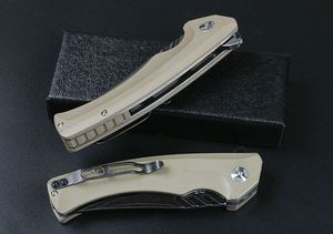 Fast Shipped Flipper Folding Knife D2 Stone Wash Blade Sand G10 + Stainless Steel Handle Ball Bearing Fast Open EDC Pocket Knives