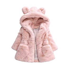 Mantel Baby Mädchen Winter Fleece Kinder Kunstpelz Jacke mit Kapuze für 1-8 Jahre Kleinkind Mädchen verdicken warme Mantel Oberbekleidung