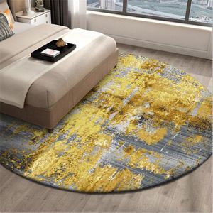 Mattor Art Round Carpet Living Room Modern Mode Bedroom Anti-Slip Datorstol Golv Mat Tvätt Hem Inredning Rug