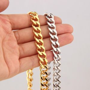 13/15mm Width Heavy Thick Gold Silver Color Curb Cuban 316L StainlSteel Necklace Or Bracelet Link Mens Chain X0509