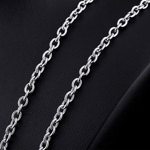3mm / 4mm silver rostfritt stål spår o kedjelänk för män Kvinnor halsband 45cm-75cm längd med sammet väska