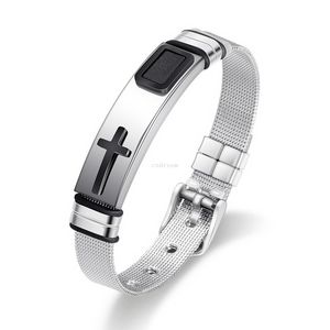 Christian Jesus Cross bracelet Bangle Stainless steel pin buckle watch bands wristband Bracelets for men fashion jewelry