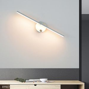 Нордические светодиодные крытые настенные лампы 8 Вт белый/черный 350 ° Свет вращения для домашней спальни для спальни спереди спереди регулируемое склоны