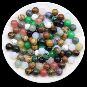 Natural Stone Loose Half Hole beads Rose Quartz Tiger's Eye Opal Crystal Agate For Diy Earrings Jewelry Accessories