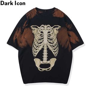 Skeleton Tye Dyeing Hipster T-shirt Summer High Street Maglietta da uomo T-shirt in cotone Abbigliamento uomo 210603