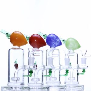 Wholesale themed dab rigs resale online - 7 Colored peach theme hookahs showerhead percolator glass dab rig