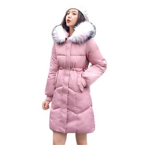 Cappotto invernale donna rosa M-3XL plus size pelliccia sciolta con cappuccio piumino di cotone giacche coreano sottile manica lunga calore parka LR856 210531