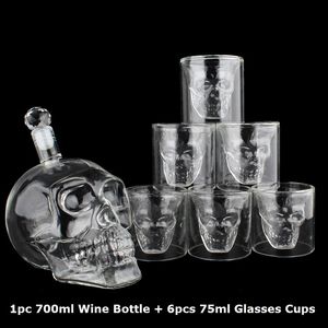 Crystal Skull Head S Cup Set ml Whisky Wino Szkło Butelka ml Okulary Cups Decankter Home Bar Vodka Picie kubki