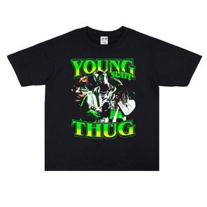 Europese en Amerikaanse Zuid Rap Hip Hop Singer Young Thug Personalized Gedrukt T shirt Korte mouw Losse heren damesmode