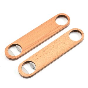 Wooden Handle Stainless Steel Bottle Opener Household Portable Flat Corkscrew Hangable Bar Kitchen Tools