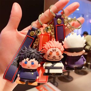 Anime jujutsu kaisen gojou keychain cosplay söt yuji itadori fushiguro megumi karaktär mjuk gummi nyckel kedja hängande nyckelring g1019