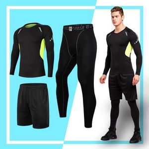 Running Sets Men Sportswear 3-Piece Gym Quick-Drying Long-Sleeved Tights Outdoor Sports Cycling Basketball Gymnastics Training Suit