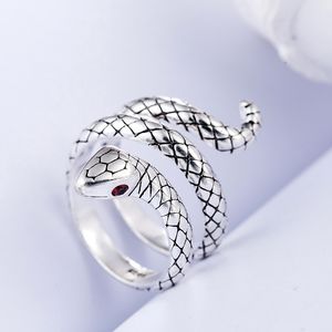 100% 925 Sterling Silver Trendy Snake Animal Senhora Dedo Anéis Original Jóias Para As Mulheres Aberto Partido Anel Meninas Estudantes Presente