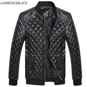 giacca di pelle uomo biker autunno e inverno moda casual trapuntato ricamato plaid colletto da baseball lavato giacca di pelle pu 211111