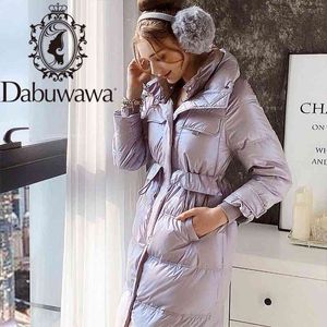 Dabwawa varm eleganta kvinnor vit anka down coat jackor casual pocket parka lång kvinnlig vinter vindtät jacka dt1ddw034 210520